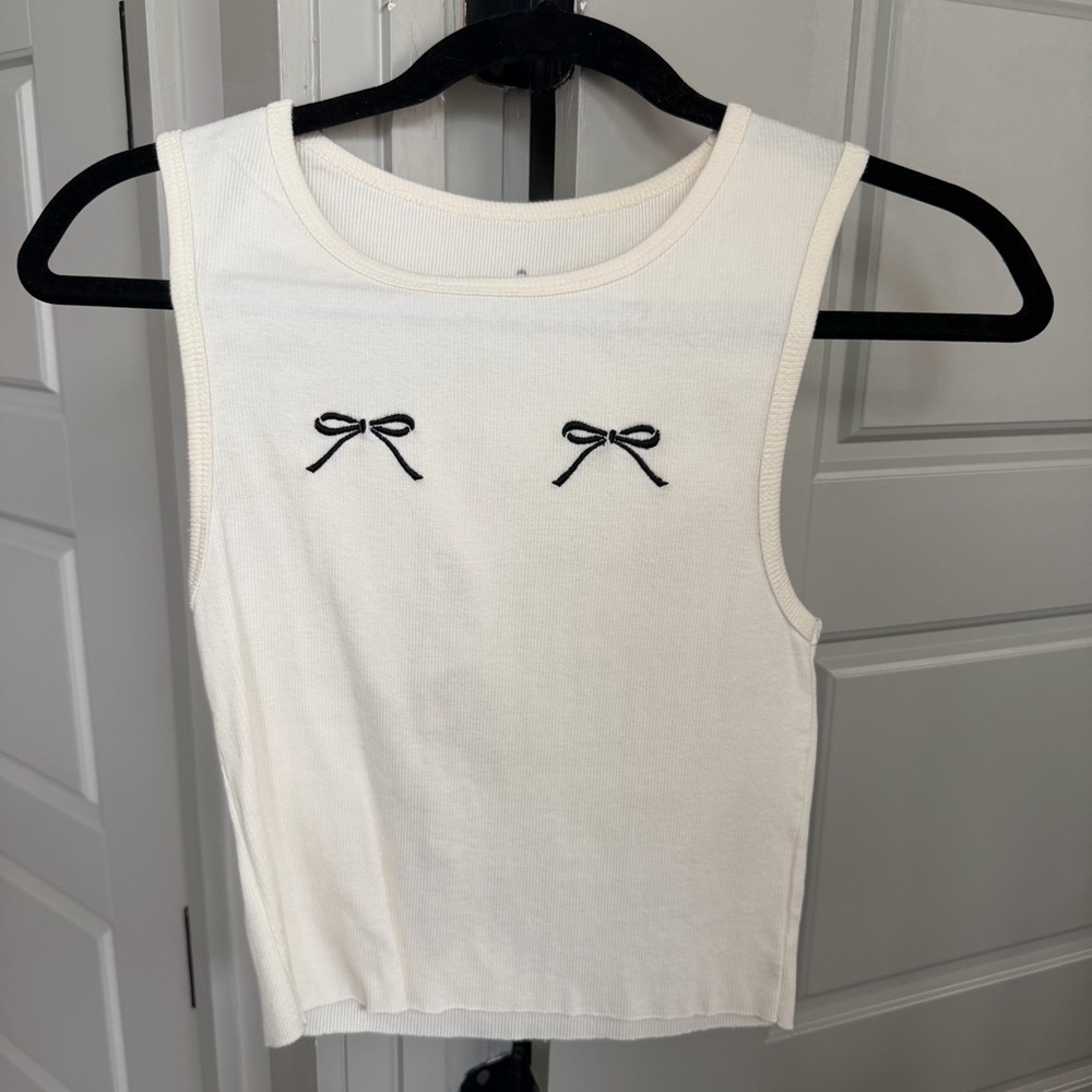Free People Bow Embroidered Tank